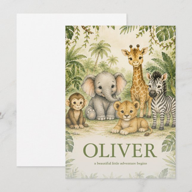 Personalized Safari Nursery Name Note Cards  (Front/Back)