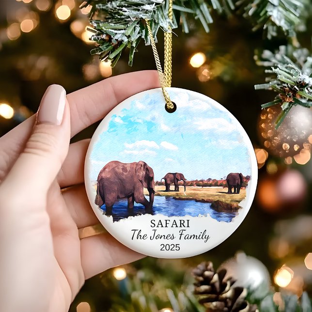 Personalized Safari Ornament, Africa Gift Ceramic Ornament (Creator Uploaded)