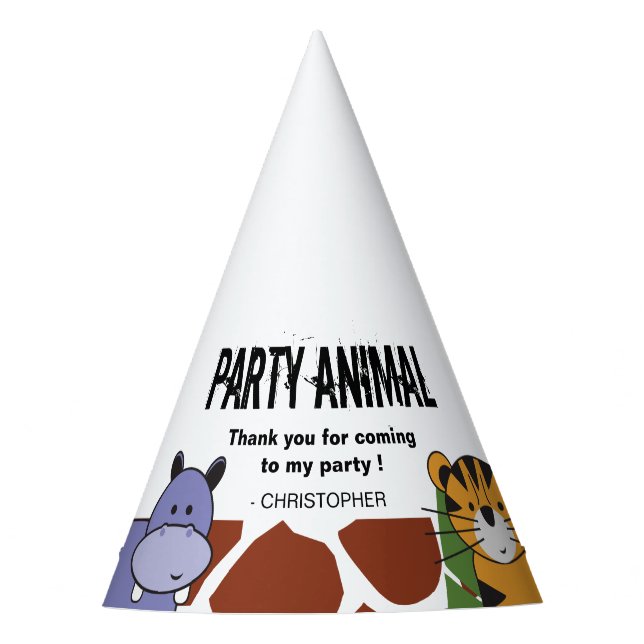 Personalized Safari Party Animal birthday party Party Hat (Front)