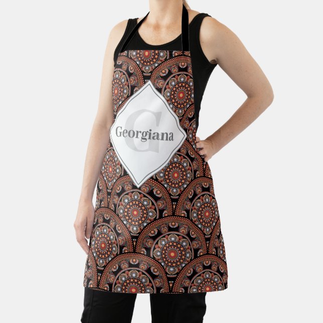 Personalized Safari Sunset Bohemian Mandala Scales Apron (Insitu)