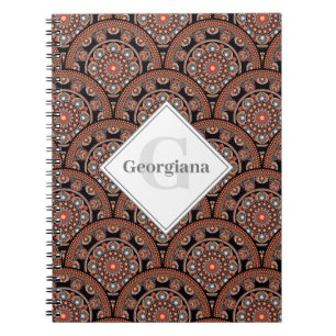 Personalized Safari Sunset Bohemian Mandala Scales Notebook