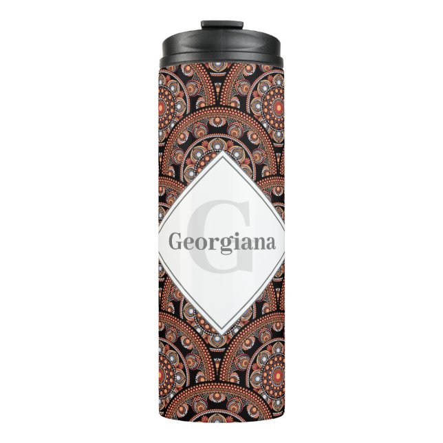 Personalized Safari Sunset Bohemian Mandala Scales Thermal Tumbler (Front)