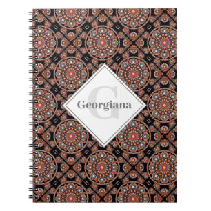 Personalized Safari Sunset Bohemian Mandala Tiles Notebook