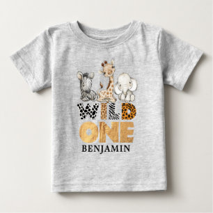 Personalized Safari Wild One First Birthday Baby T T-Shirt