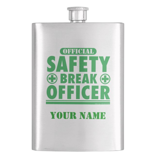 Personalized Safety Break Officer Hip Flask (Front)