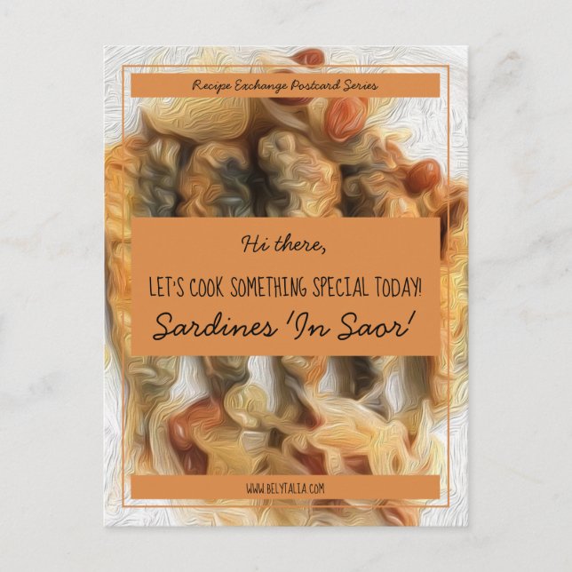 Personalized Saffron Black Script Recipe Exchange Postcard (Front)