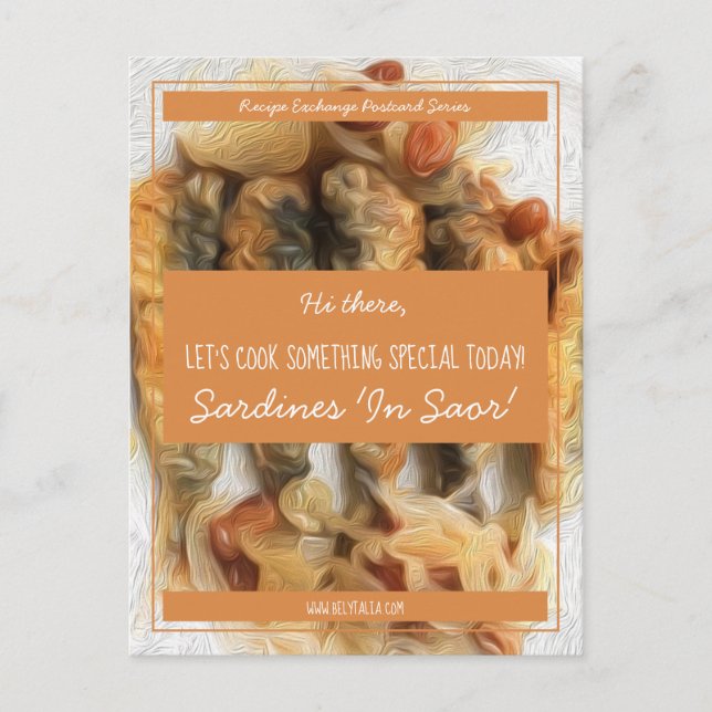 Personalized Saffron White Script Recipe Exchange Postcard (Front)