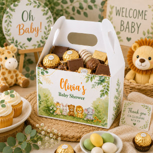 Personalized Sage Botanical Jungle Baby Shower Favor Box