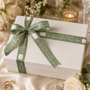 Personalized Sage Bride Groom Monogram Wedding Satin Ribbon