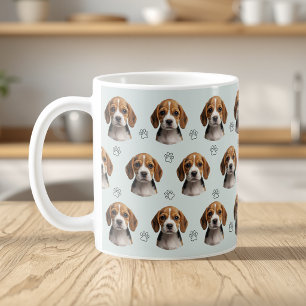 Personalized Sage Dog Photo Paw Pattern Coffee Mug