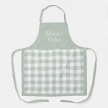 Personalized Sage Gingham Apron