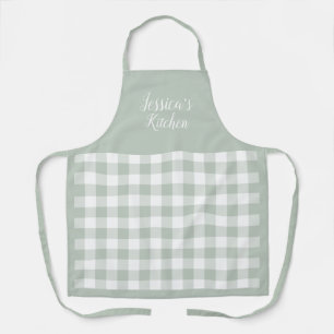 Personalized Sage Gingham Apron