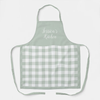 Personalized Sage Gingham Apron