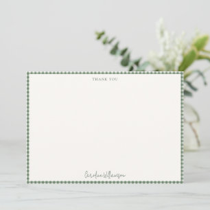 Personalized Sage Gingham Plaid Bridal Shower Thank You Card
