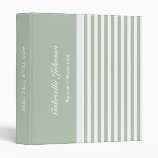 Personalized: Sage Green And White Binder