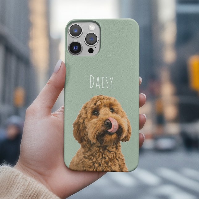 Personalized Sage Green Dog Photo  Case-Mate iPhone Case (Creator Uploaded)