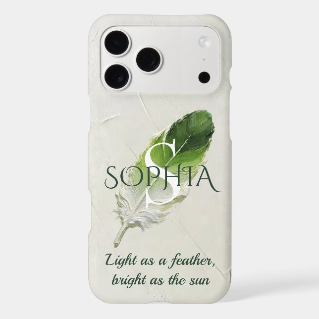 Personalized Sage Green Feather Initial (Back)