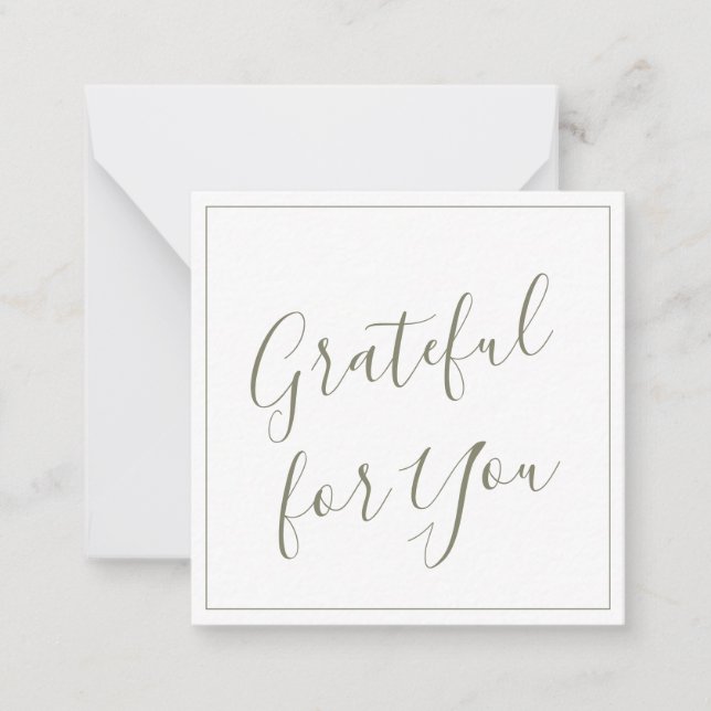 Personalized Sage Green Grateful for You Card (Front)
