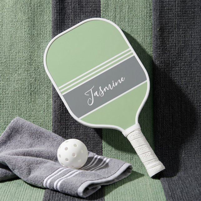 Personalized Sage Green Grey Custom Name  Pickleball Paddle (Creator Uploaded)