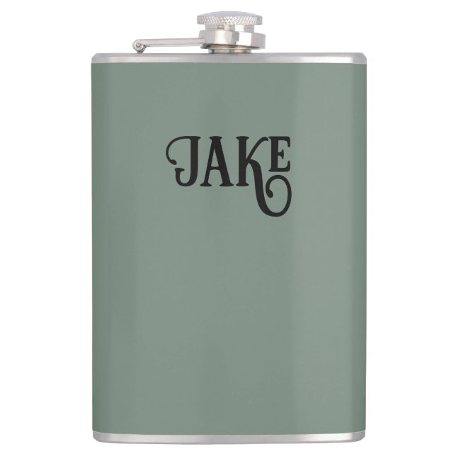 Personalized Sage Green Hip Flask (Front)