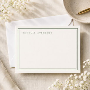 Personalized Sage Green Ivory Double Border Card