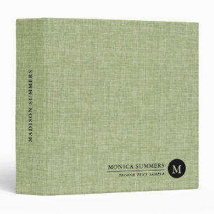 Personalized Sage Green Linen Binder