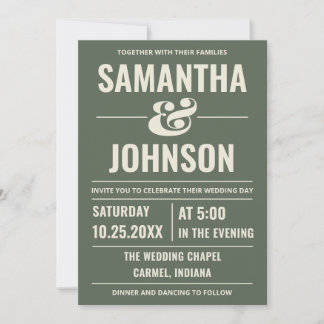Personalized Sage Green Modern Minimalist Wedding Invitation