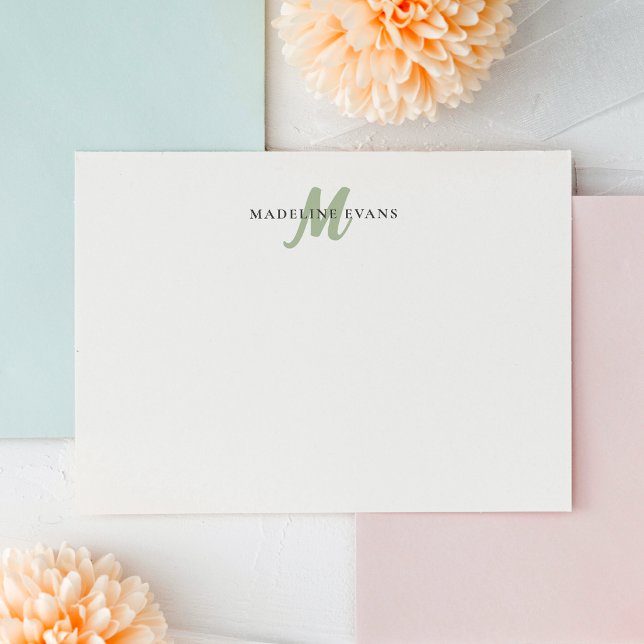Personalized Sage Green Monogram Custom Name Card (Creator Uploaded)