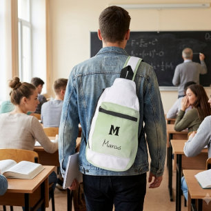 Personalized Sage Green Monogram Sling Bag