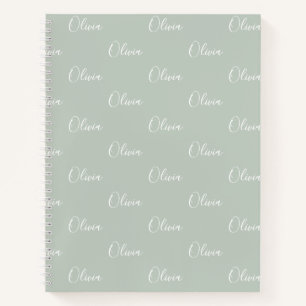 Personalized Sage Green Name Notebook