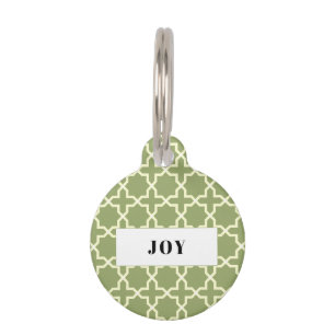 Personalized Sage Green Pattern Pile Pet Tag