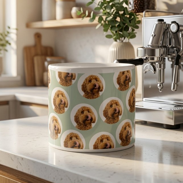 Personalized Sage Green Pet Face  Espresso Cup (Creator Uploaded)