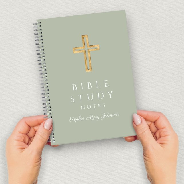 Personalized Sage Green Religious Cross Notebook (Personalized Sage Green Religious Cross Notebook)
