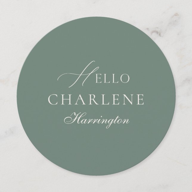 Personalized Sage Green Round Wedding Menu (Front)