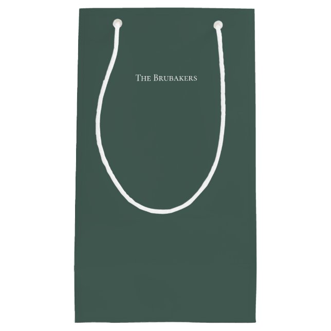 Personalized Sage Green Simple Modern Christmas Small Gift Bag (Front)