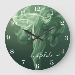 Personalized Sage Green Smoke Large Clock
