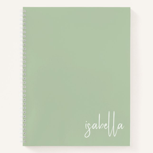 Personalized Sage Green Spiral Notebook (Front)
