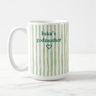 Personalized Sage Green Striped Godmother Coffee Mug