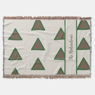 Personalized Sage Green Taupe Triangle Modern Chic Throw Blanket