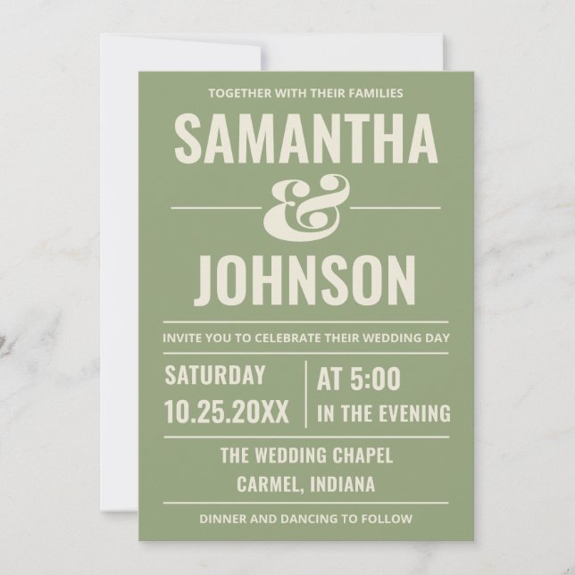 Personalized Sage Green Wedding Invitation (Front)