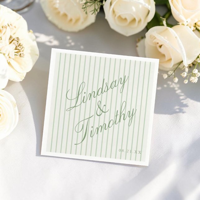 Personalized Sage Green Wedding Napkins (Creator Uploaded)