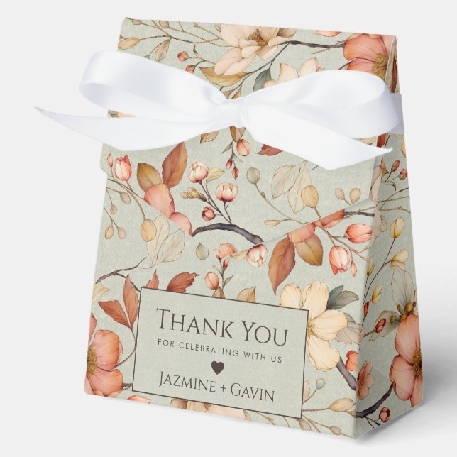 Personalized Sage Green Wildflower Baby Shower Favor Box (Front)