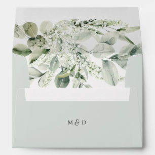 Personalized Sage Greenery Eucalyptus Wedding Envelope