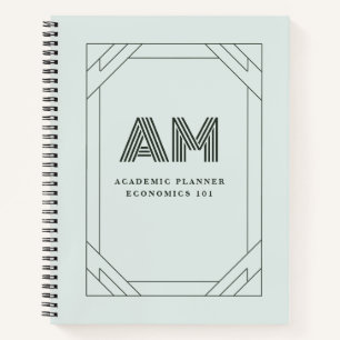 Personalized Sage Mint Custom Monogram High School Notebook