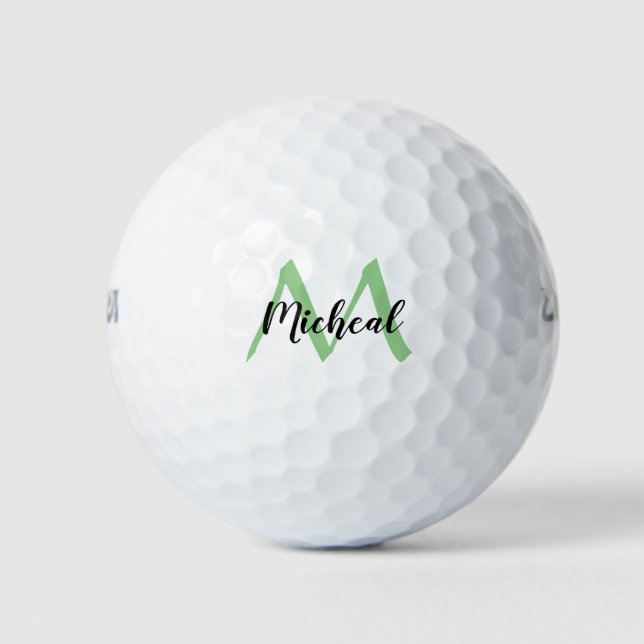 Personalized Sage Monogram Add Name Golf Balls (Front)