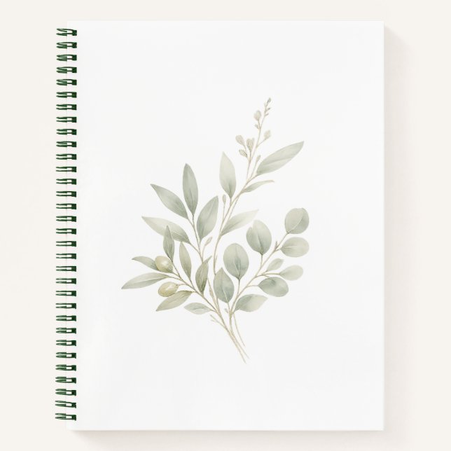 Personalized sage serenity minimalisit botanical w notebook (Front)