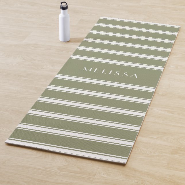 Personalized Sage Summer Striped Yoga Mat (In Situ)