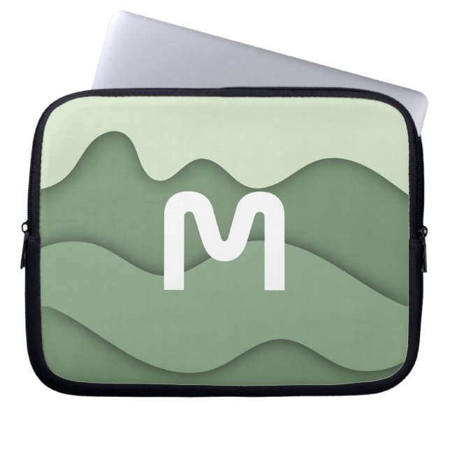 Personalized Sage Wave Laptop Sleeve (Front)