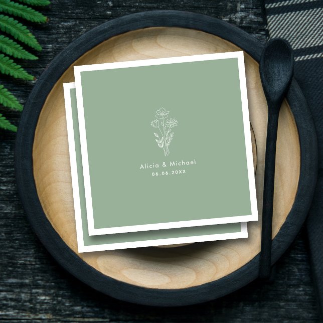Personalized Sage Wedding Napkins: Custom Designs Napkin (Personalized Sage Wedding Napkins_ Custom Designs Napkins)