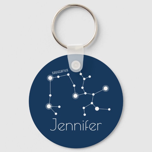 Personalized Sagittarius Zodiac Constellation Keychain (Front)